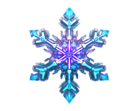 glowing neon snowflake with futuristic design, radiating vibrant colors and intricate patterns, evokes sense of wonder and magic