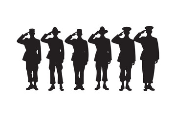 Salute Army Soldier Silhouette Bundle