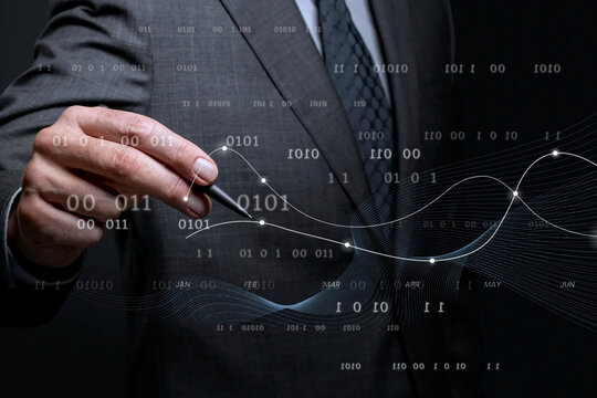 Futuristic business, binary code, digital remix