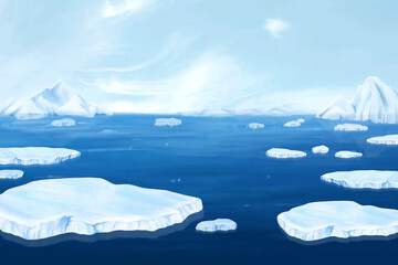 Arctic sea, blue background, aesthetic paint illustration © Rawpixel.com