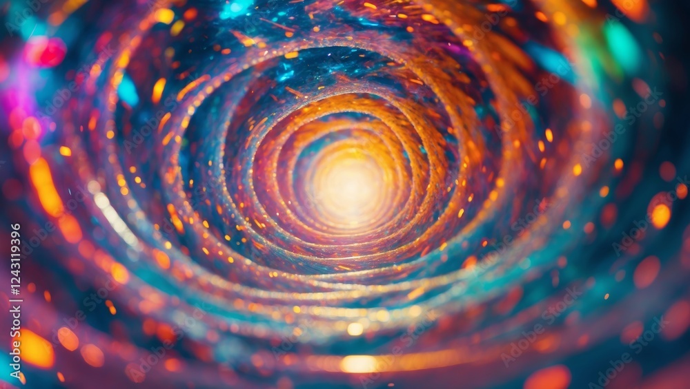 Poster swirling vortex of light and color creating a mesmerizing tunnel effect in the digital realm