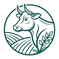 Dairy farm cow minimal logo on white background