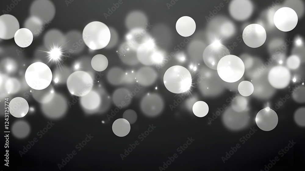 Fototapete Blurred abstract background with glowing bokeh lights in the dark mysterious atmosphere  Sparkling shimmering and luminous circles create an elegant glamorous and festive mood suitable for party