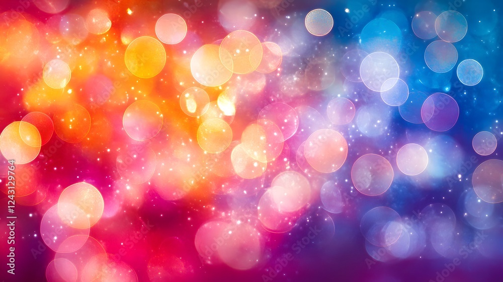 Fototapete dazzling array of colorful blurred bokeh lights and glittering spectra against a dark night sky crea