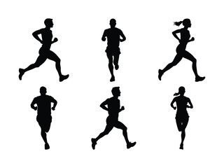 Fototapeta premium Athletic Running Silhouettes – Marathon & Jogging Fitness Design
