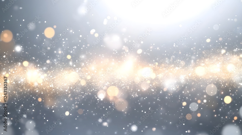 Poster dazzling snowfall bokeh effect background with glowing crystals sparkling overlays and shimmering li