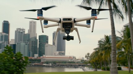 Drone photography capture of urban landscape singapore aerial image cityscape eye-level modern technology