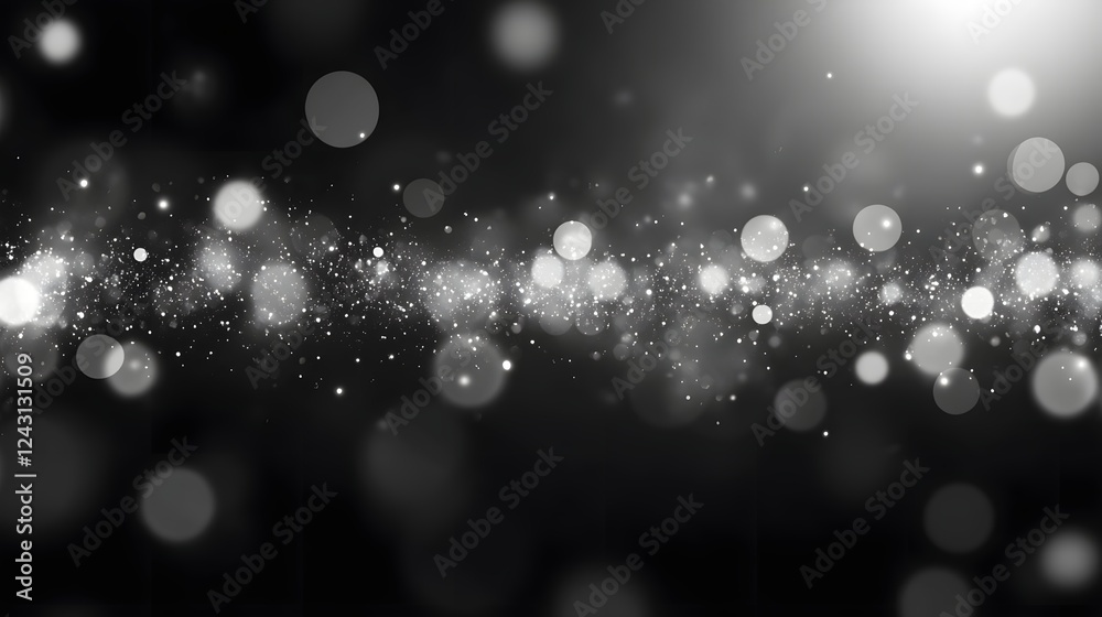 Fototapete Enchanting abstract background with a mesmerizing display of shimmering glittering particles and luminous sparkling bokeh lights against a dark mysterious backdrop