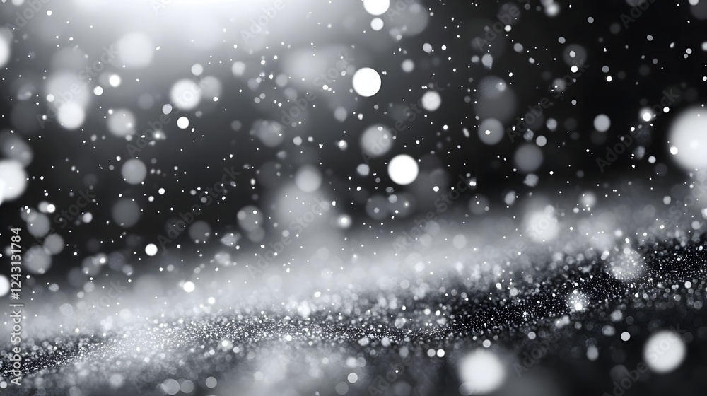 Aufkleber enchanting background of a flurry of delicate sparkling snowflakes against a serene monochrome winte