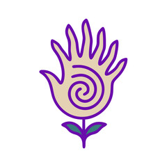 Obraz premium Spiritual practices and healing energy symbol with a palm and spiral design