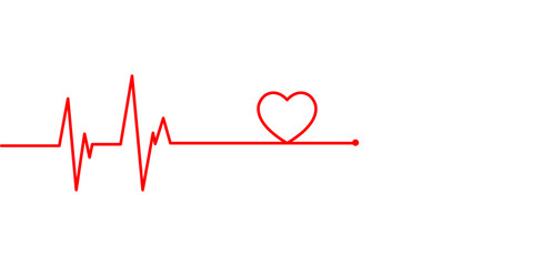Emergency ekg monitoring. Red heart pulse. Heart beat line. Electrocardiogram. vector illustration Eps