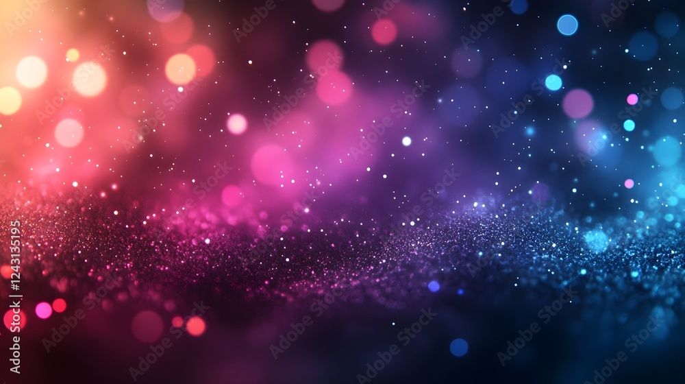 Aufkleber Mesmerizing abstract backdrop with a stunning display of shimmering stardust glowing particles and luminous cosmic elements in a captivating array of vibrant iridescent colors  This enchanting