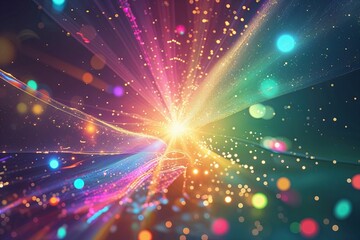 Obraz premium Vibrant Dreamy Light Overlay with Colorful Leaks and Vintage Film Texture