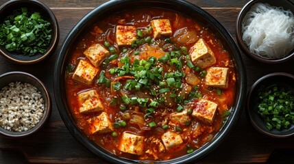 A Korean kimchi stew with tofu and pork