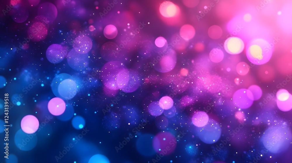 Leinwandbilder Mesmerizing galaxy of cosmic glitters and vibrant bokeh lights forming a dreamlike celestial vision with shimmering iridescent and luminous elements creating a captivating ethereal