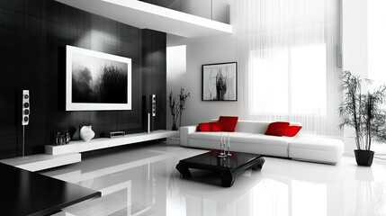 Minimalist interior design of modern living room
