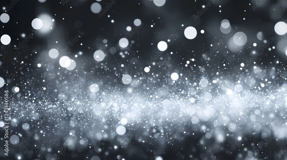 Leinwandbilder Mesmerizing snowy backdrop with blurry glittering snowflakes gently falling against a dark atmospheric background creating a magical ethereal winter wonderland scene