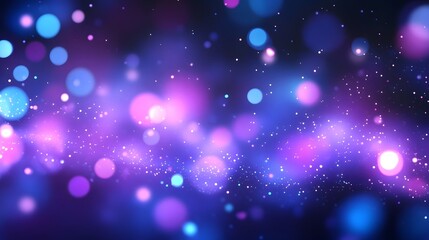 Fototapeta premium Shimmering Cosmic Shimmer Mesmerizing Glowing Nebula and Starry Galaxy in Dreamlike Purple and Blue Hues Captivating Celestial Backdrop with Luminous Particles and Iridescent Bokeh Effects