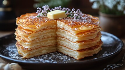 A Kosovan flija layered pancake with butter