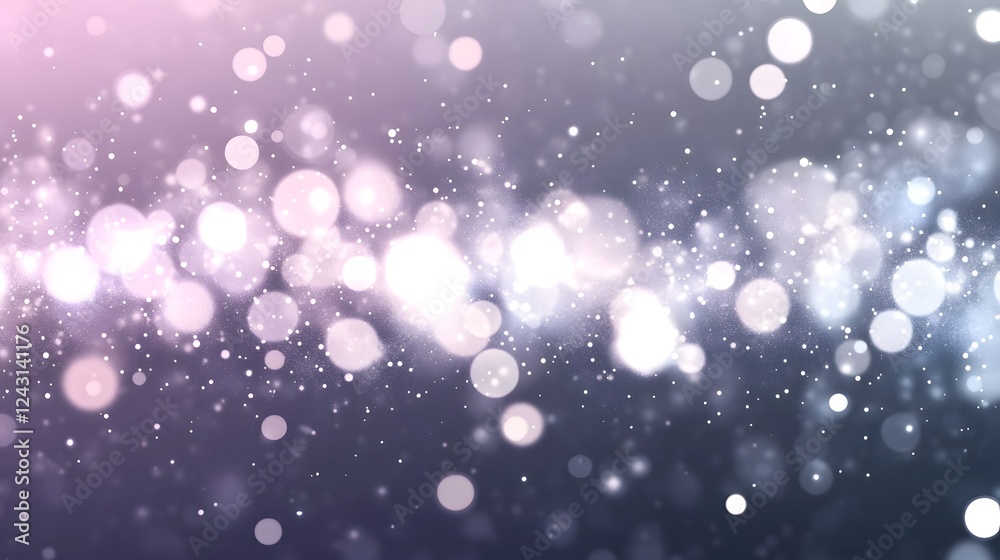Fototapete soft pastel toned winter background with a shimmering glowing bokeh effect and delicate snowflake pa