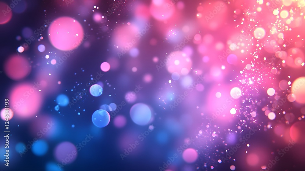 Poster Sparkling Bokeh Lights in Vibrant Gradient Backdrop for Holiday Party or Concept  Blurred Glittering Shimmering Texture with Colorful Lights  Abstract Digital Effect Background
