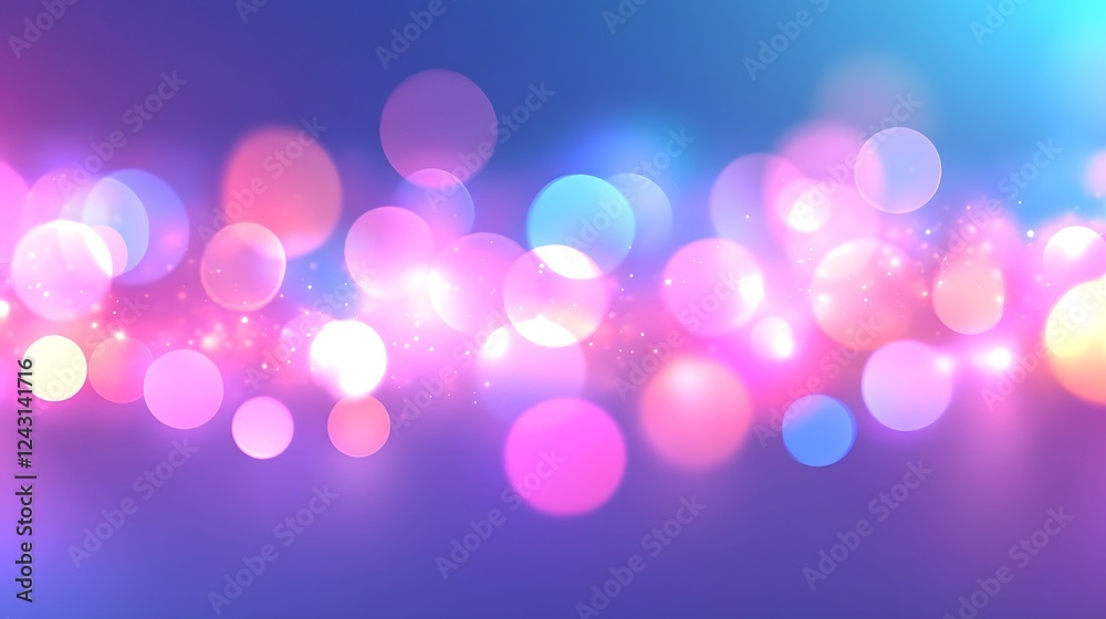 Poster Vibrant and Mesmerizing Bokeh Lights in Multicolored Gradient Background for Festive or Event Concept