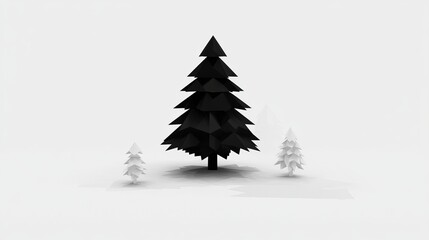 Obraz premium Winter landscape: black spruce in the center of attention