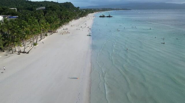 Aerial View of Boracay Island - White Beach Paradise in Western Visayas, Philippines.