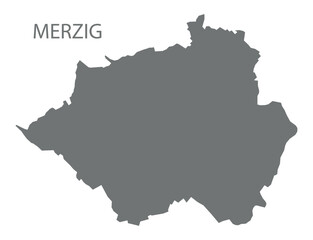 Fototapeta premium Merzig city map with boroughs grey illustration silhouette shape
