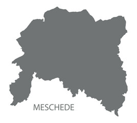 Meschede city map with boroughs grey illustration silhouette shape