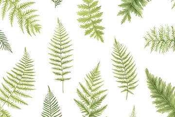 Obraz premium Watercolor Ferns: Nature's Green Beauty
