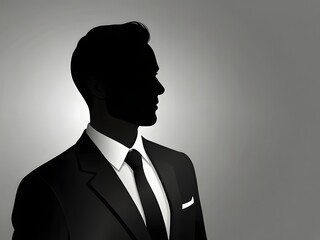 Businessman Silhouette Vector Illustration &ndash; Professional Black Outline on White Background, Corporate Concept, Leadership, Career, CEO, Entrepreneur Icon.