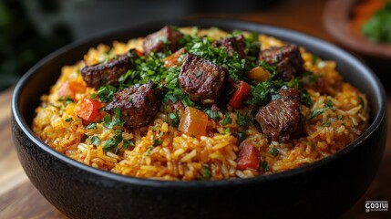 A luxurious Persian saffron rice with lamb