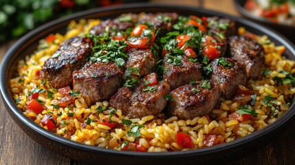 A luxurious Persian saffron rice with lamb