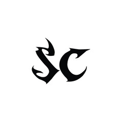 Fototapeta premium SC monogram logo design letter text name symbol monochrome logotype alphabet character simple logo