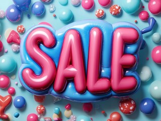 Colorful inflatable letters spelling "SALE" in a playful, floating design