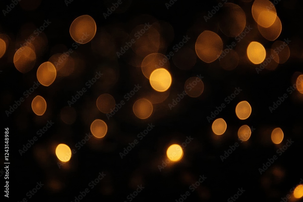 Poster golden bokeh lights creating a festive atmosphere on dark background