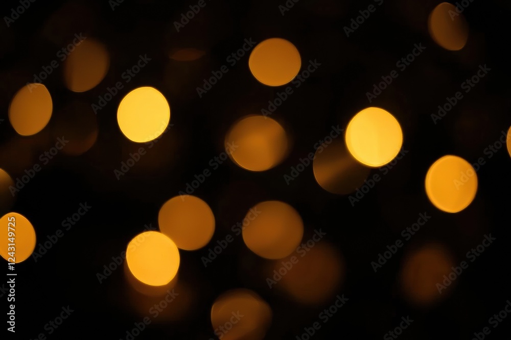 Poster golden bokeh lights creating a festive atmosphere on a dark background