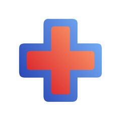 Obraz premium Medical Cross Icon in blue and red gradient
