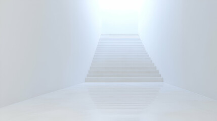 Obraz premium White stairs ascending to light, minimalist interior, success concept