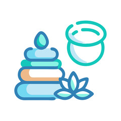 Wellness Spa Icon representing relaxation with stones and water pot