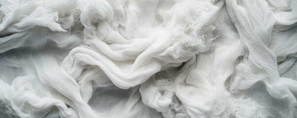 Fototapeta premium Close-up of white cotton fabric swirling in the air with soft, fluffy texture and delicate folds captured in natural light