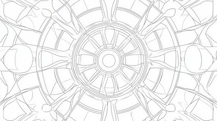 A simple line drawing of a mandala, perfect for coloring.  It's an oriental-style design.