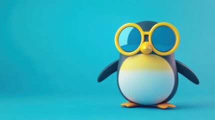 Obraz premium little cartoon penguin. Selective focus