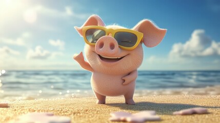 little cartoon pig. Selective focus