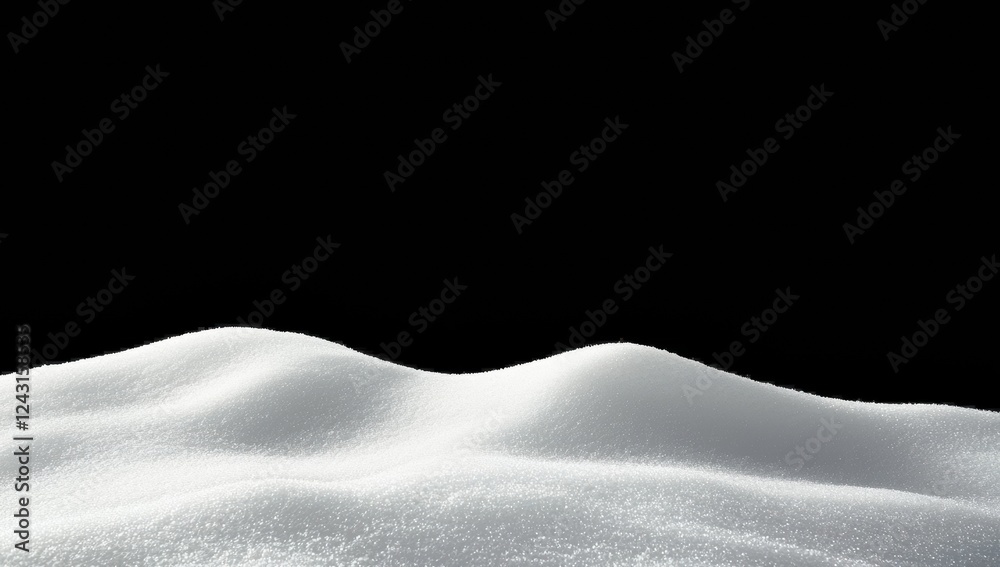 Poster Sparkling snowdrift texture on black background with copy space