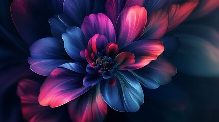 Fototapeta premium Abstract Dark Blue and Pink Flower Artwork
