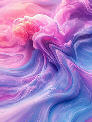 Obraz premium Abstract Swirling Pastel Hues: Pink, Purple, and Blue Fluid Art.