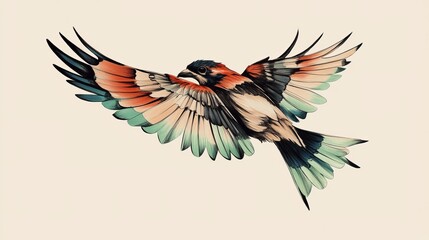 A tattoo design featuring an artistic representation of a bird's wings. The design is hand-drawn and suitable for use as a tattoo.