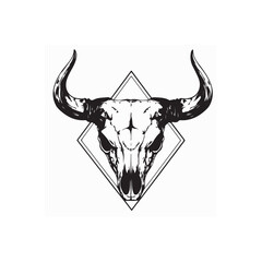 Head Cow Skull With Horns image vector  Isolated On White Background